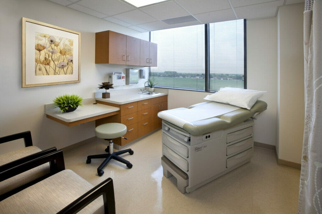 A Private room with a Hospital Bed where patients get check ups before and after Kidney Care