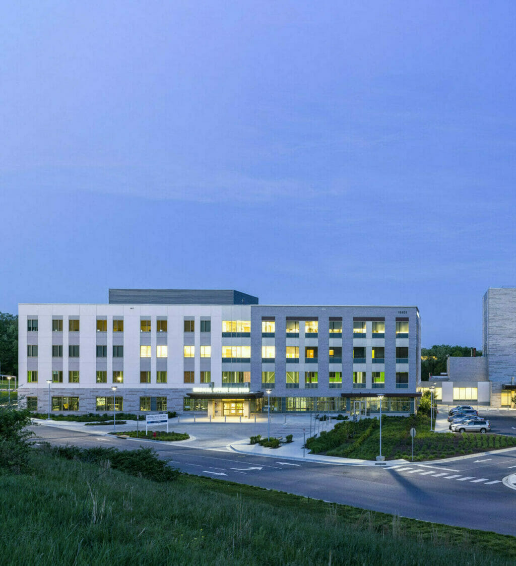 Evening An Exterior idea of what the Holy Cross Health Campus will look like when completed