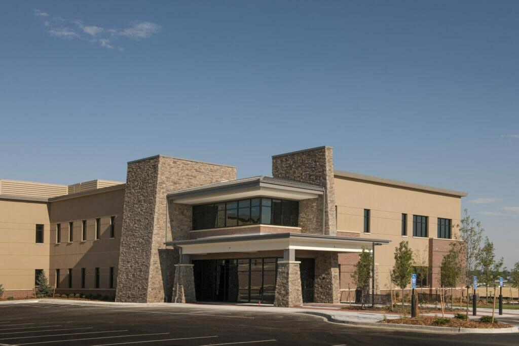 An exterior view of the completed Medical Pavilion.