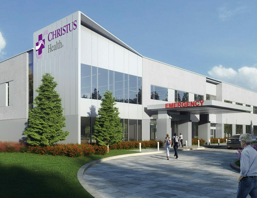 Exterior view of the rendering 2-story Gisela Houseman Medical Campus