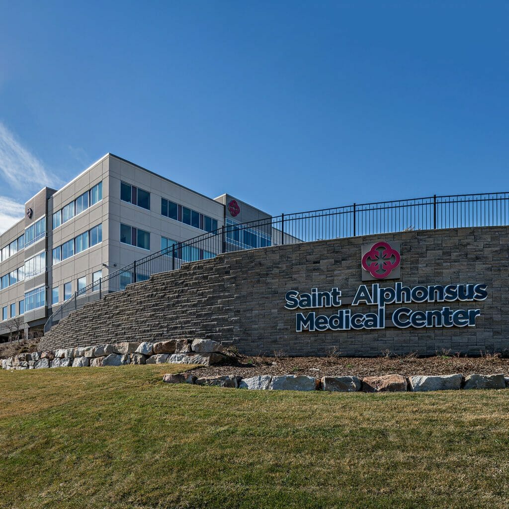 Exterior front entrance of St. Alphonsus Garrity Clinic