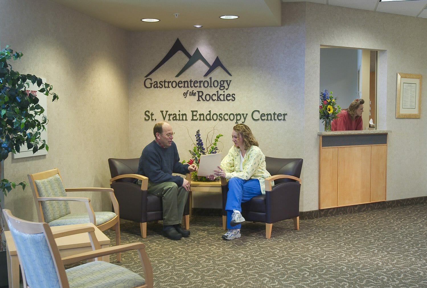 Waiting area, check-in desk, st vrain endoscopy center